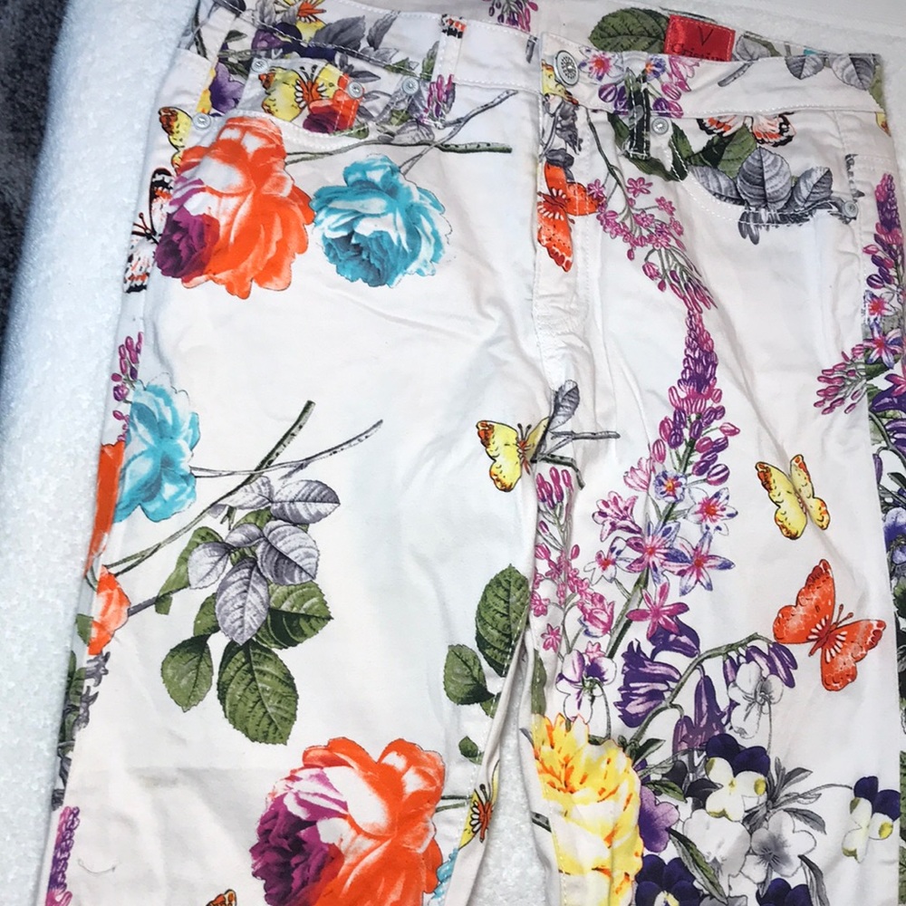 V CRISTINA Women’s Floral Jeans/Pants Size 8 CUTE